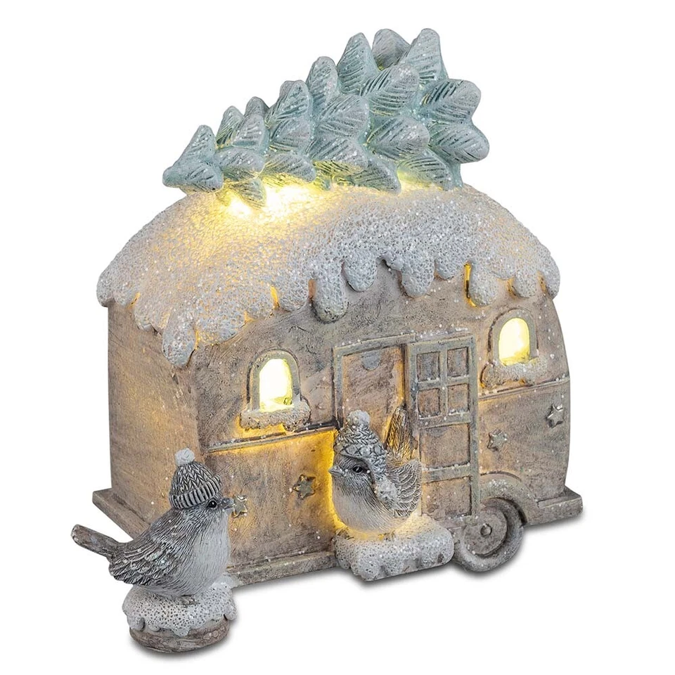 Wohnanhänger 13cm Vögel LED-Licht Wohnwagen Baum formano 787095 Weihnachtsdeko