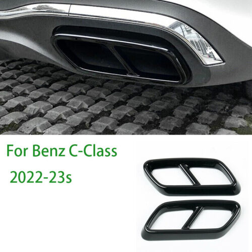 Tubo de escape trasero negro brillante para Benz Clase C 2022-23 punta silenciador ajuste 2* - Imagen 1 de 20