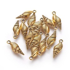 40 Seashell Charms Antique Gold Tone Metal 23 x 8mm US Seller 1561