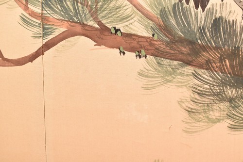 Japanese VTG 4 Panel Folding Screen Asian Byobu Painted Chinese 59x34 Antique - 第 12/15 張圖片