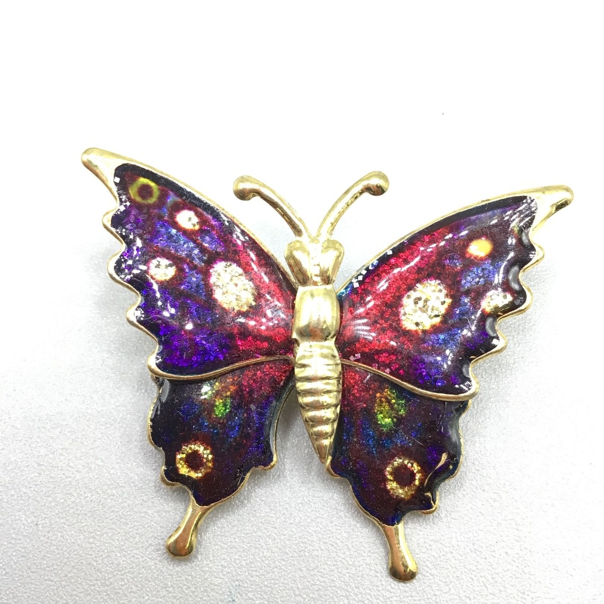 Vintage Butterfly Brooch 80s 90s Taiwan Tin Metal Insect Brooch