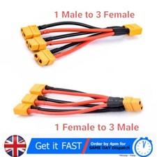 3-Way XT60 Parallel Connector Adapter Y Splitter Cable 14AWG Lipo Battery Plug 