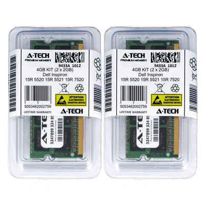 4GB KIT x 2GB Dell Inspiron 15R 5520 15R 5521 15R 7520 15R N5010 Ram  Memory