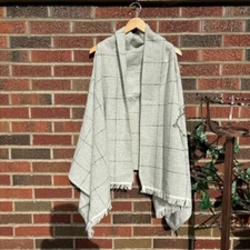 Express Oatmeal Cream and Black Plaid Front Scarf Cardigan