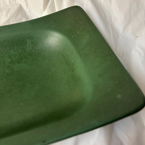 Vintage Midcentury Hyalyn Ceramic Console Tray Bowl Green Rectangular 14.5” - Picture 6 of 20