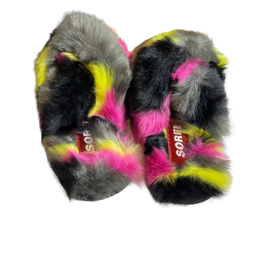 Sorel Go Mail Run Fluffy Slipper Black Multi Size 5 New - 第 4/6 張圖片