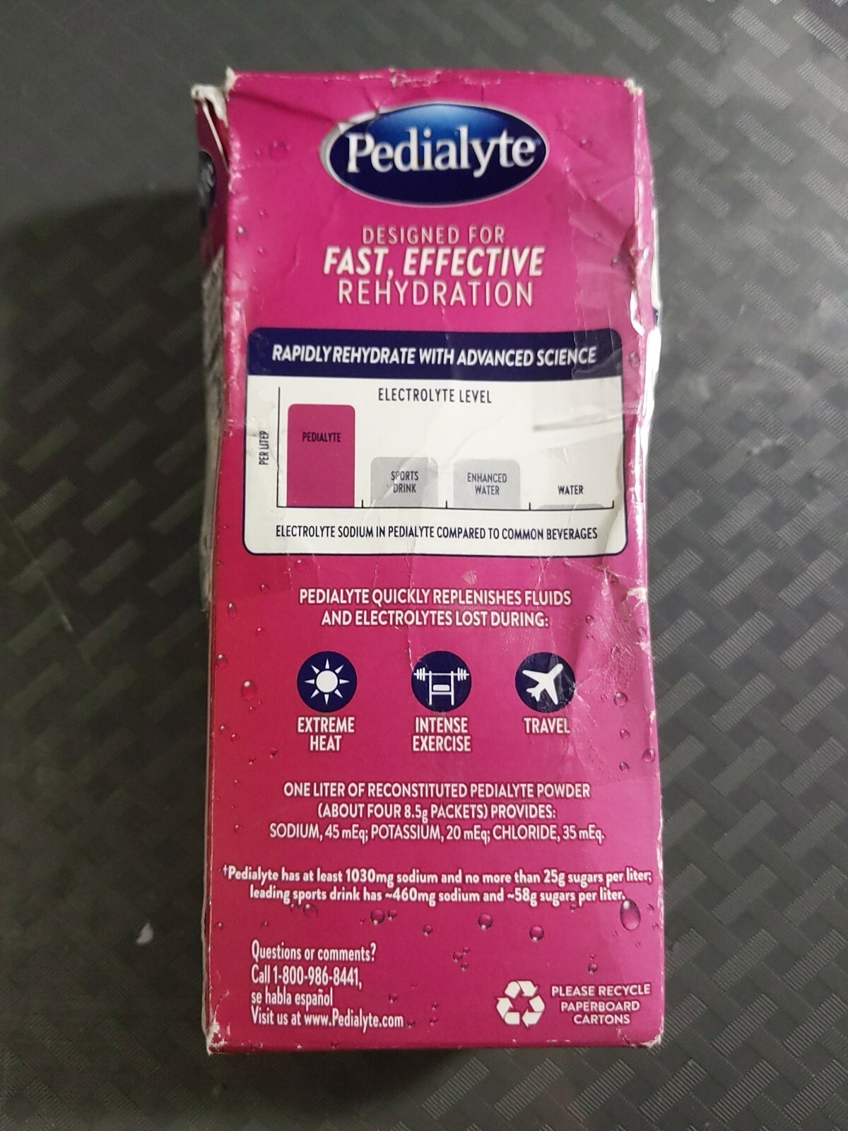 Pedialyte Fast Hydration Electrolyte Powder Packets Strawberry 8 Ct Exp