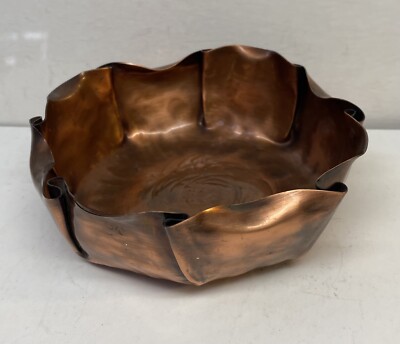 Vintage Copper Rose Flower Shaped Decorative Bowl