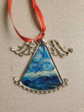Christmas Ornament Van Gogh Night Style Angel Tree Wing Memorial Hanging Decorat