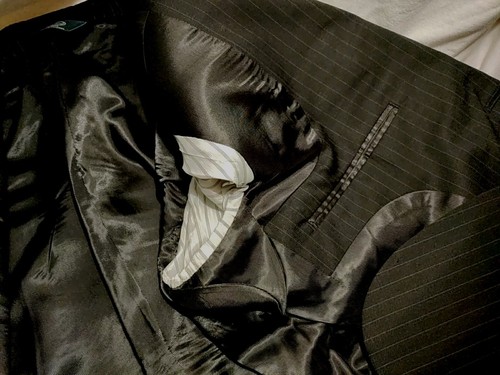 Men Pronto Uomo Platinum Black Wool Stripe Two Button Suit 40S 34x29 NWOT - Picture 9 of 11