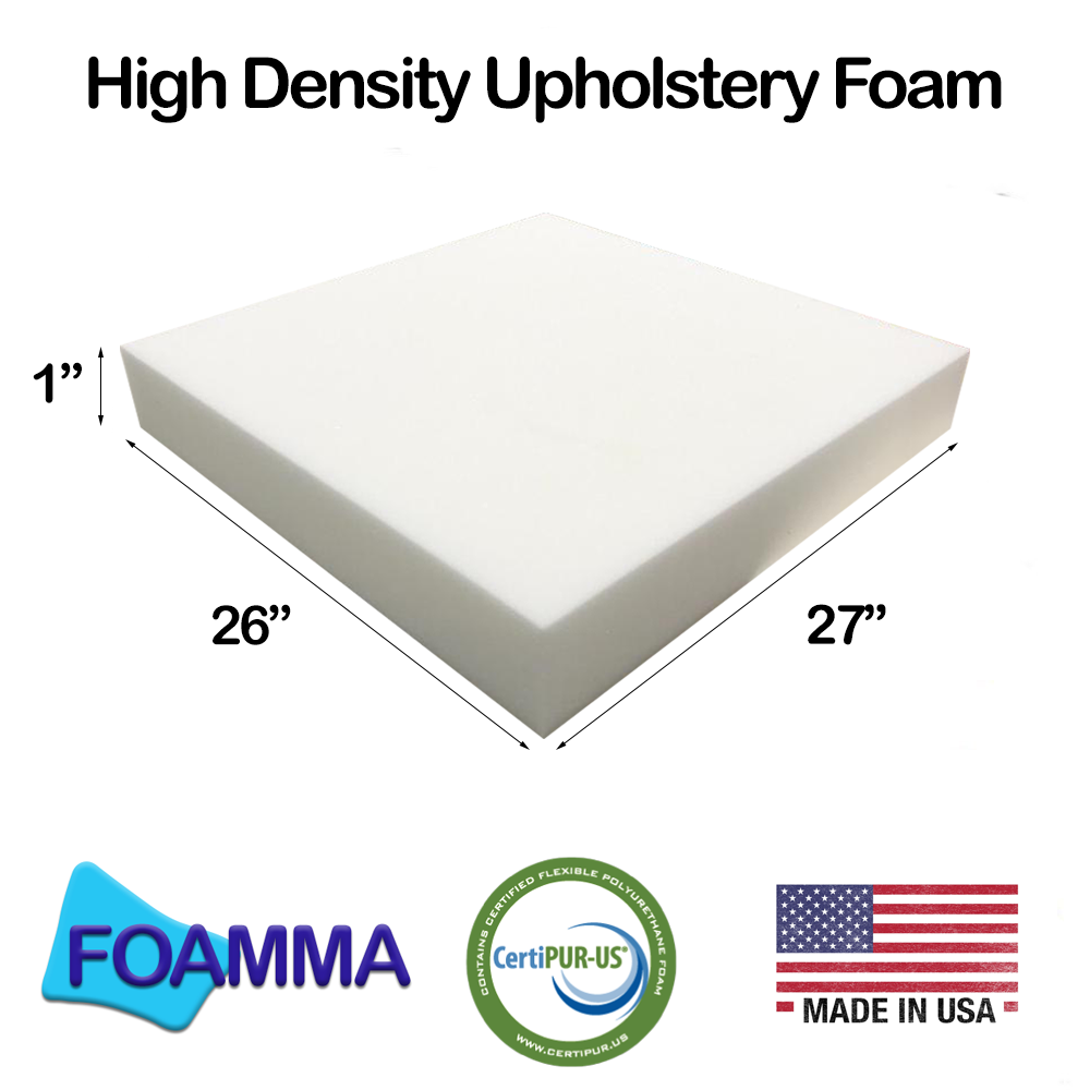 FOAMMA Medium Density Upholstery Foam Sheet - 6" X 26" X 30" Foam Cushion For Seat Replacement, Made In USA