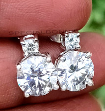 5.50 Ct Certified White Diamond Solitaire Studs, Great Shine VIDEO