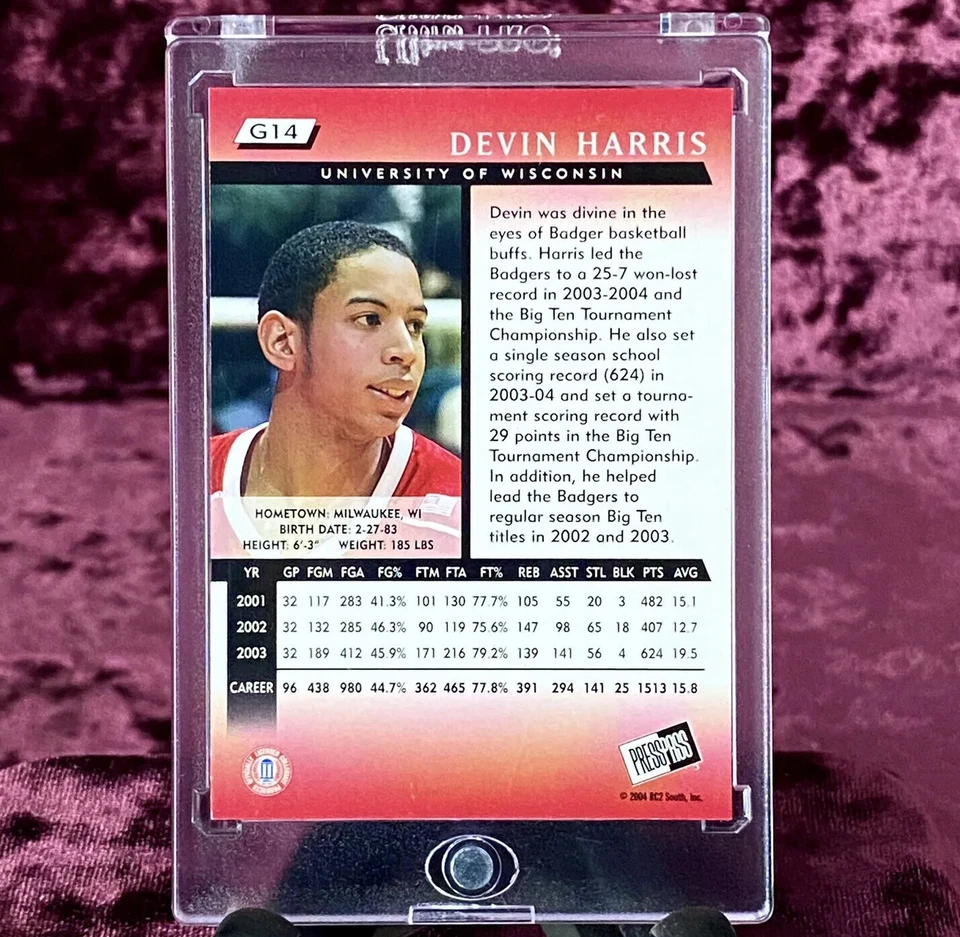 Devin Harris Press Gold Parallel RC G14 MINT Dallas Mavs Rookie Wisconsin Jersey - Image 2 of 2