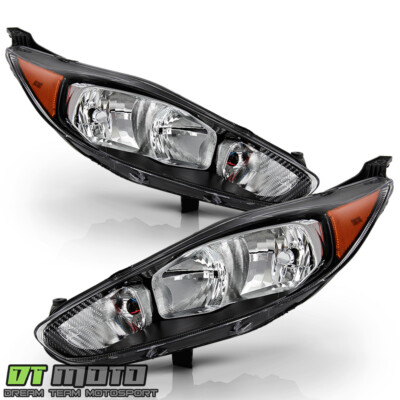 #ad 2014 2018 Ford Fiesta Black Headlights Headlamps Replacement 14 18 LeftRight $128.99