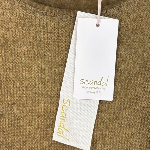 Scandal Womens Small Mohair Sweater Dress Brown Midi Velvet Embroidered Panels - Picture 6 of 12