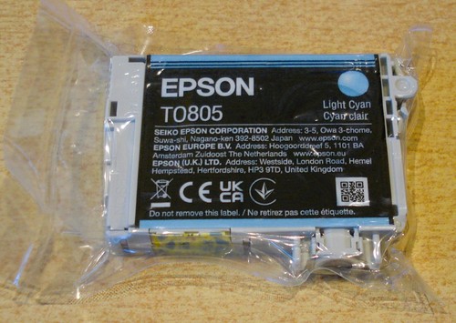 ORIGINAL EPSON T0805 TO805 Light Cyan cartridge airtight HUMMINGBIRD 2026 ink - Picture 2 of 5