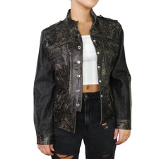 H D 90s Vintage Brown Distressed Leather Jacket Moto Biker Jacket Medium