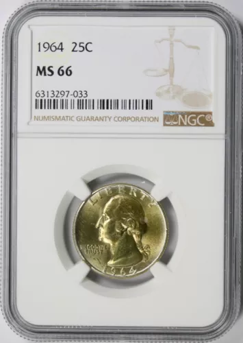 1964 Washington Silver Quarter 25c NGC MS66