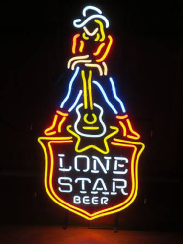 New Lone Star Beer Guitar Cowgirl Bar Light Decor Artwork