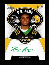 2014 Leaf U. S. Army All American Bowl Green Ink KORIE ROGERS Autograph 13/25