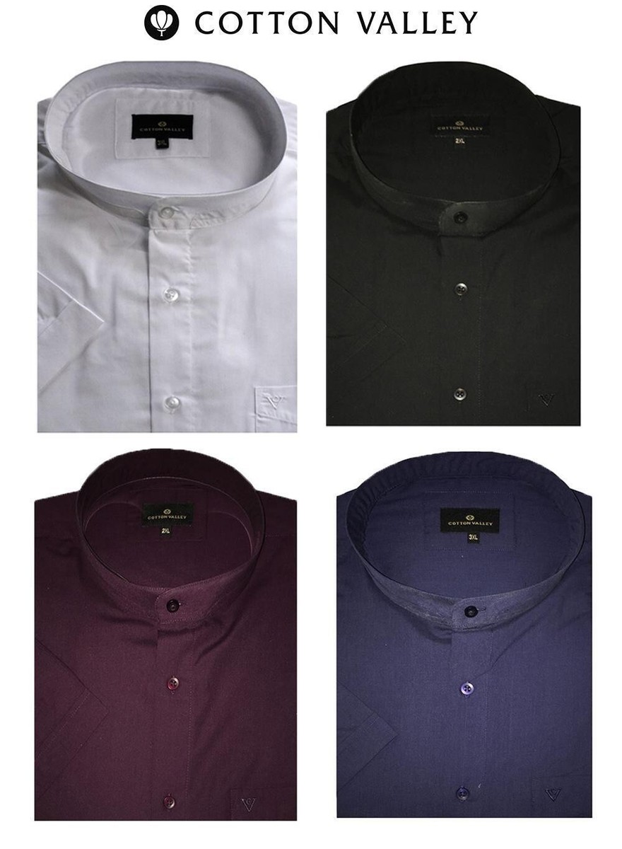 Cotton Valley Polialgodón Cuello Mao Manga Corta Camisas (14275) 2XLA 8XL