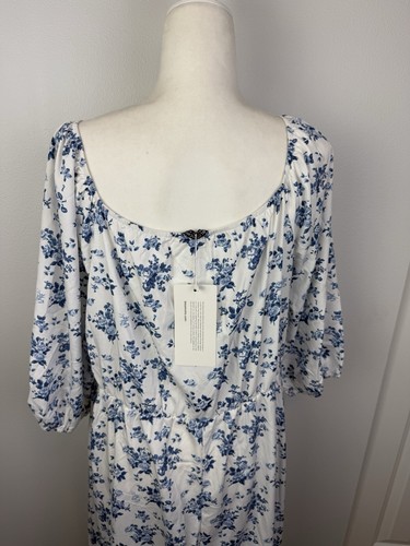 NWT BloomChic Blue & White Floral Puff Sleeve Dress Size 18/20 Milk Maid Boho - 第 7/9 張圖片