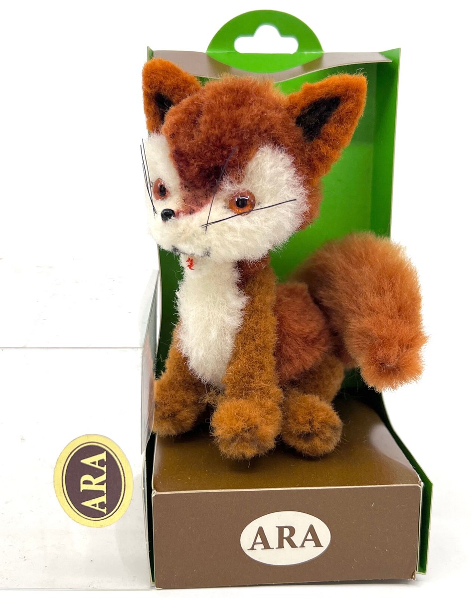 Ara Austria Fox Wool Plush Chenille Stem 4in Bendy 1970s Boxed