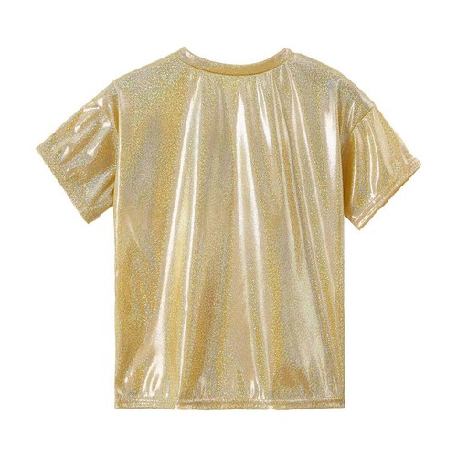 Boy's Girls Metallic Plain Crop Tops Toddler Dance Sport Shirts Dance Clothes - Picture 15 of 61