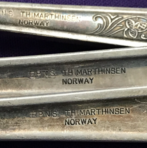 10 Pc Marthinsen Johan NM40 NS ALP SWEDEN NORWAY SERVING & FLATWARE Silverplate - Picture 12 of 13