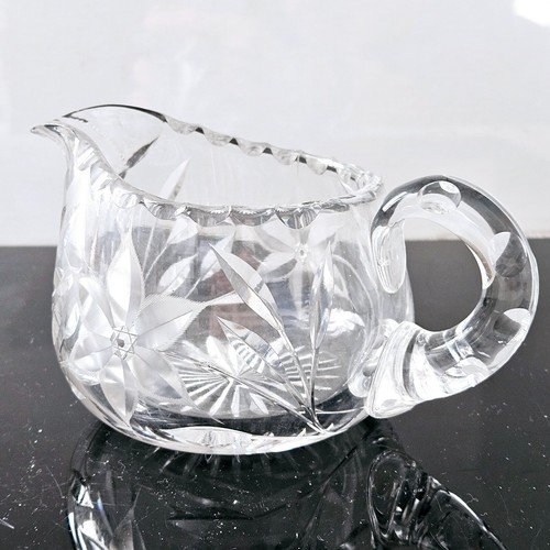Vintage Lead Crystal Star of David 3" Clear Cut Etched Glass Bowl Creamer Pitche - 第 1/24 張圖片