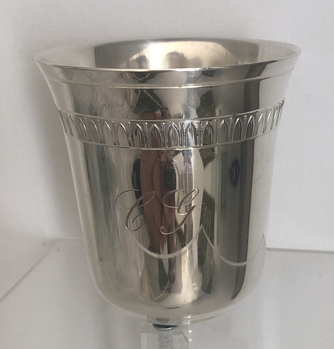 Timbale Christofle Modèle Malmaison, Argent Massif, Gravée, Fabrication Française