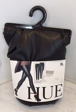 HUE Black Leatherette Seamed Wide Waistband XL Legging NEW