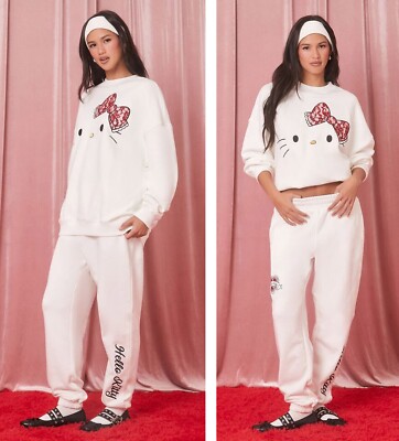 Sanrio HeLLO KiTTY FoReVeR 21 Sweatshirt Pants Outfit Track Suit Women Small NEW