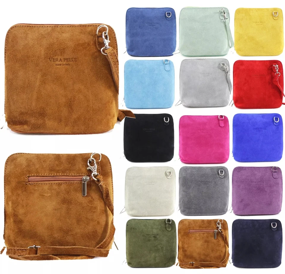 Women's Vera Pelle Suede Leather Handbag - Crossbody Messenger Shoulder Bag