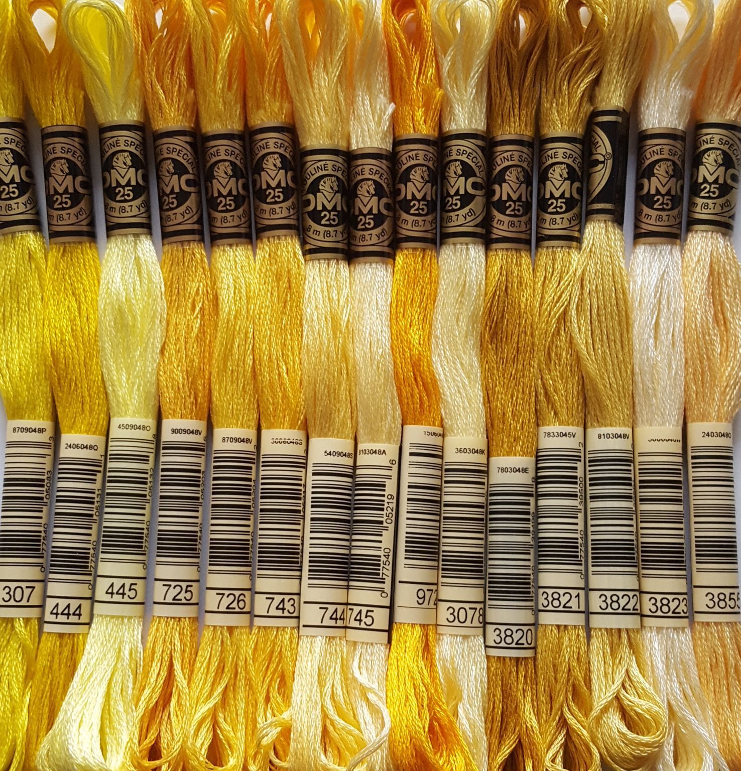 2 Skeins DMC Embroidery Floss 100% cotton 8.7 yds YELLOW,GOLD