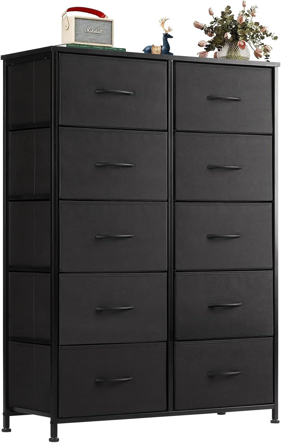 Dresser for Bedroom, 10 Storage Drawers, Anti-Tip Tall Fabric Closet Chests Orga