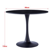 Image of Round Wooden Dining Table with Metal Pedestal Base 90cm Kitchen Dinner Furniture