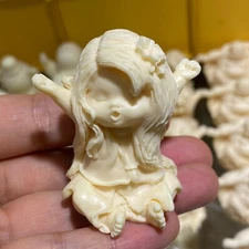 2"+ Natural Genuine Tagua Nut girl Hand Carved Decoration reiki healing 1PC