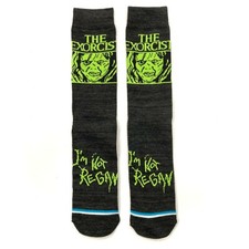 THE EXORCIST SOCKS "i'm not regan" dark charcoal gray green horror movie ADULT
