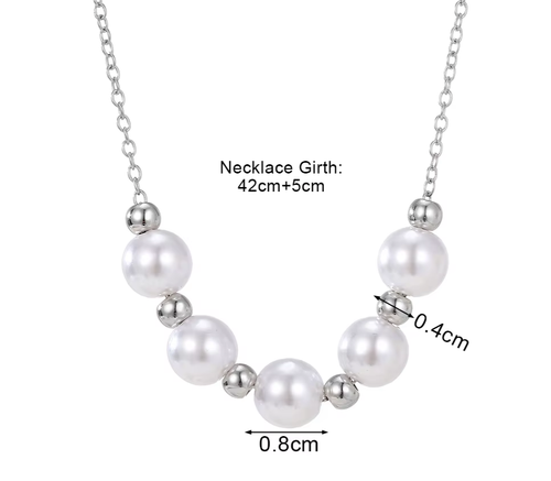 Women's Fashion Jewelry Silver Color Statement Pearl Choker Necklace 67-3 - Picture 2 of 2