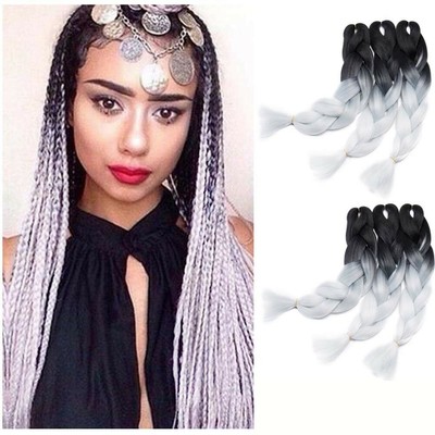 3 Pcs 24 1b White Xpression Jumbo Braiding Hair Extensions