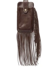 HOBO International "Plume" Phone/Card Case NEW Wristlet Brown Leather 
