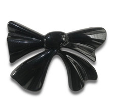 Vintage Black Plastic Bow Shape Barrette Long Hair Clip Made in France