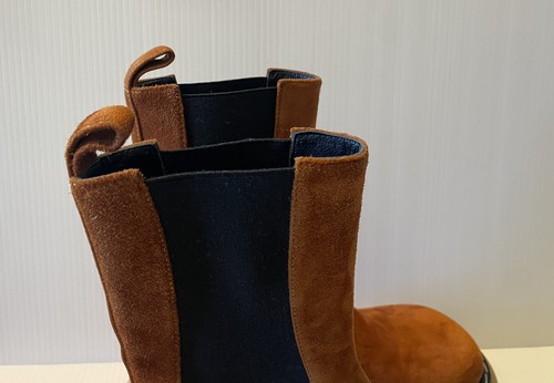 Khaite Bleecker Suede Chelsea Boots Leather Brown Black Chunky Size EU 37 AU 6.5 - Picture 6 of 20