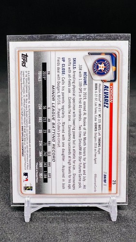 YORDAN ALVAREZ RC 2020 Bowman #25 ROOKIE CARD Houston Astros - 第 2/2 張圖片