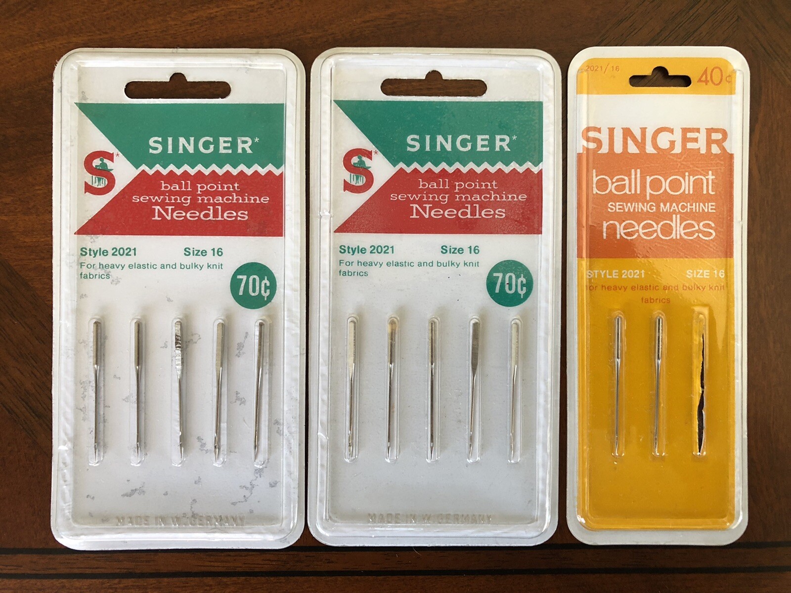 Singer Ball Point Sewing Machine Needles Style 2021 Size 16 NOS 12