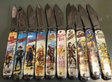 (10) Vintage Novelty Cutlery Western Theme Pocket Knives in Case