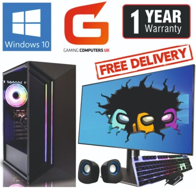 Gaming PC Bundle Core i5 32GBGB 120GB+500GB GT710 Win10 Computer Monitor 22''