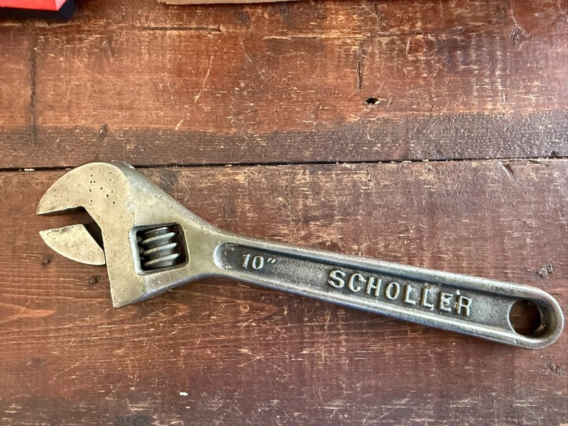 Vintage 10" inch SCHOLLER adjustable crescent wrench HEAVY DUTY Buffalo N.Y. USA