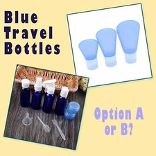 Variety Of Blue Empty Refillable Travel Size Cosmetic Lotion & Perfume Bottle